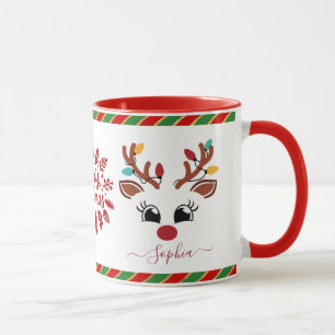Cute Reindeer Christmas Kids Hot Chocolate Mug