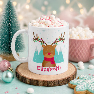 Cute Reindeer Christmas Mug for Kids