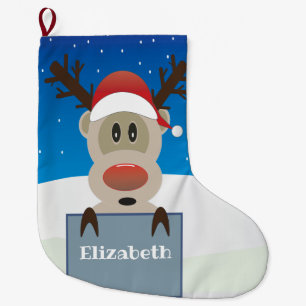 Cute Reindeer Christmas Name Stocking