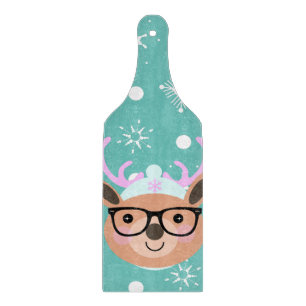 Cute Reindeer Christmas Party Scarf Hat Glasses    Cutting Board