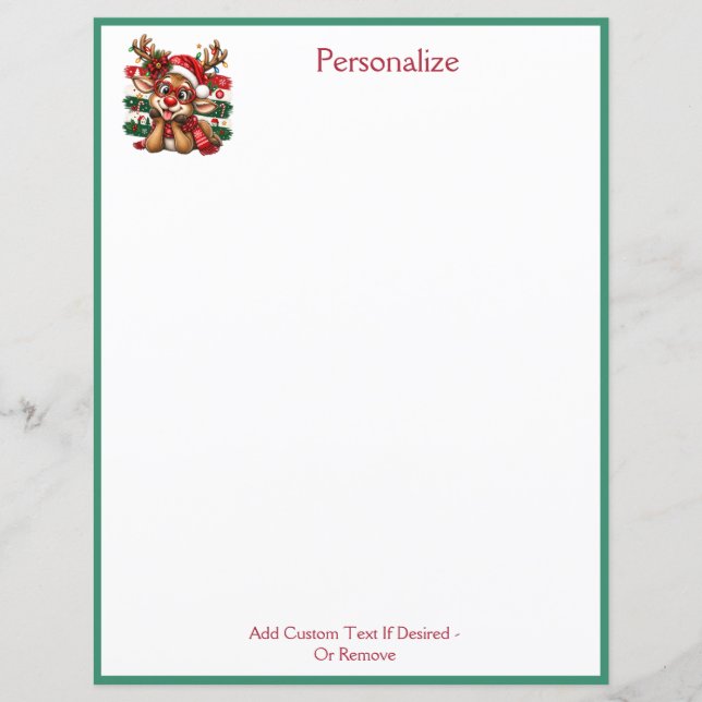 Cute Reindeer Christmas Personalised Holiday (Front)