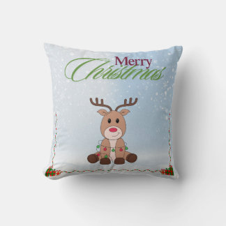 Cute Reindeer Christmas Pillow