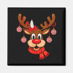 Cute Reindeer Christmas Red Nose Rudolph Xmas Kids Magnet