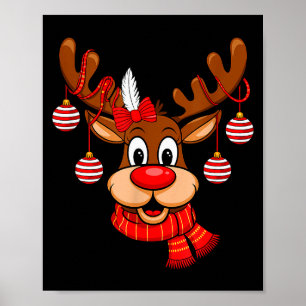 Cute Reindeer Christmas Red Nose Rudolph Xmas Kids Poster