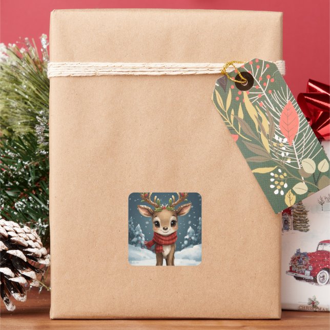 Cute reindeer christmas sticker for gifts notebook (Holiday)