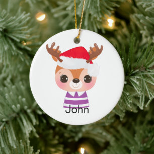 Cute Reindeer Christmas Winter Animal Ceramic Tree Decoration