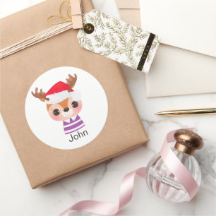 Cute Reindeer Christmas Winter Animal Classic Round Sticker