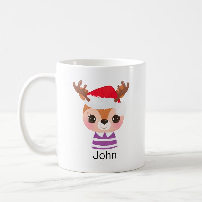 Cute Reindeer Christmas Winter Animal Coffee Mug (Left)