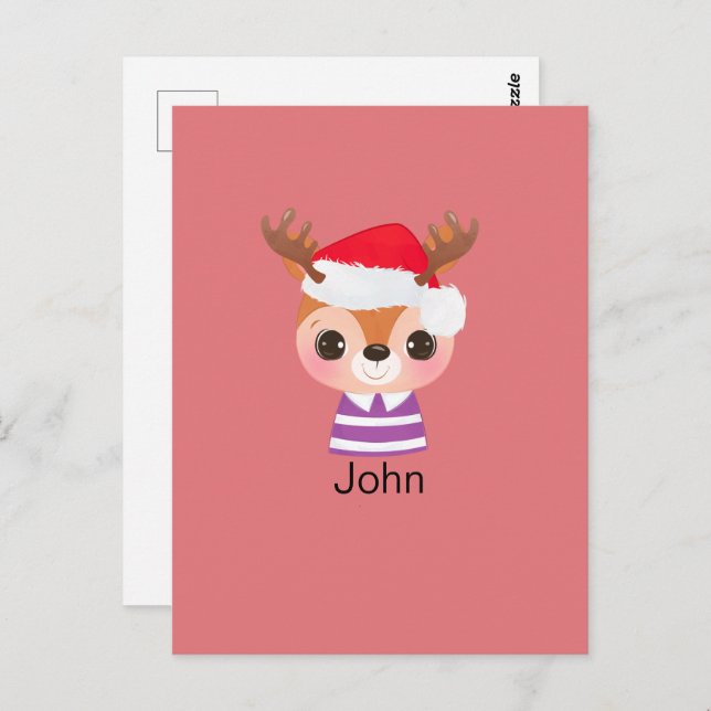 Cute Reindeer Christmas Winter Animal Postcard (Front/Back)