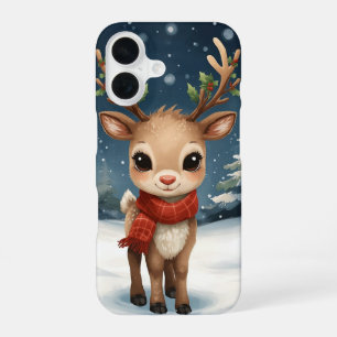 Cute reindeer christmas winter vibes iPhone 16 case