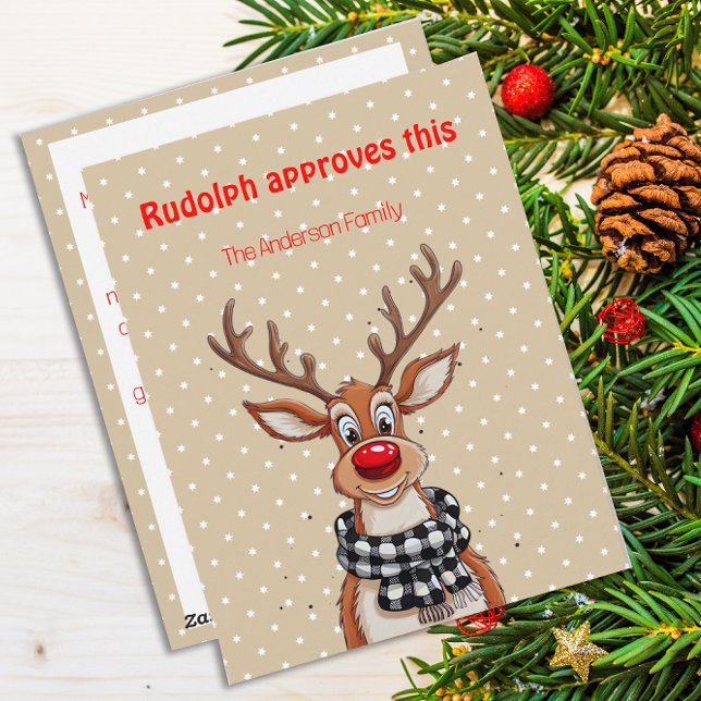 Cute reindeer christmas wish beige Postcard (Creator Uploaded)