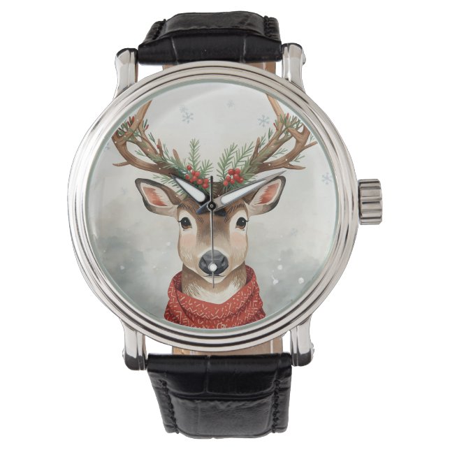 Cute Reindeer Christmas Wrist Watch (Front)
