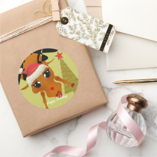 Cute Reindeer Classic Round Sticker