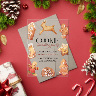 Cute Reindeer Cookie Decorating Party Acrylic Invitations