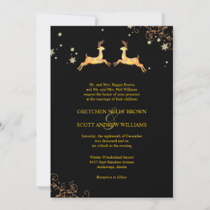 Cute Reindeer Couple Winter Wedding Invitation