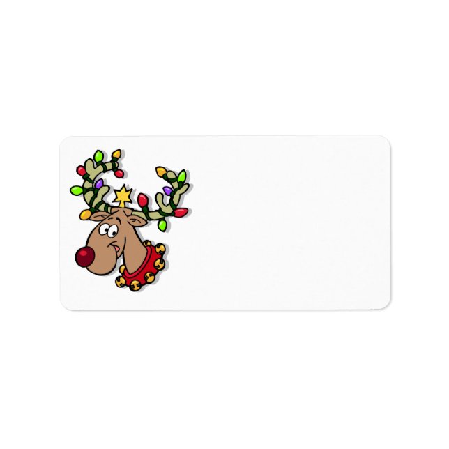 Cute Reindeer Customised Christmas Cards Label (Front)