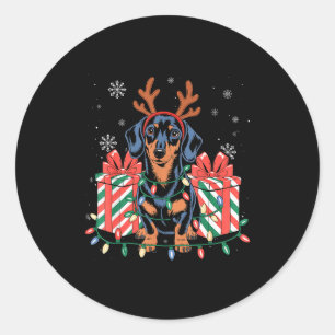 Cute Reindeer Dachshund Christmas For Women Men Do Classic Round Sticker