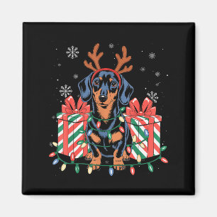 Cute Reindeer Dachshund Christmas For Women Men Do Magnet