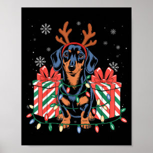 Cute Reindeer Dachshund Christmas For Women Men Do Poster