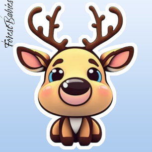 Cute Reindeer, Deer with Antlers, Cartoon Graphic