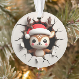 Cute Reindeer Double-Sided Holiday Ornament