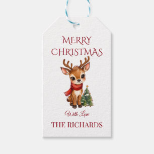 Cute Reindeer Editable Christmas Gift Tag 