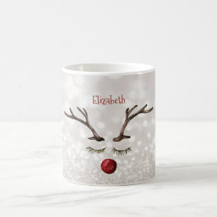 Cute Reindeer Face,Bokeh    Coffee Mug