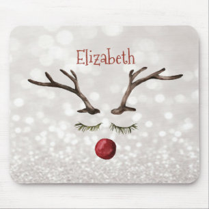 Cute Reindeer Face,Bokeh Mouse Mat