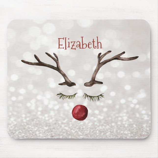 Cute Reindeer Face,Bokeh    Mouse Mat (Front)