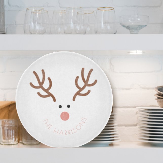 Cute Reindeer Face Christmas Custom Cutting Board (Creator Uploaded)