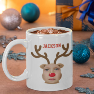 Cute Reindeer Face Christmas Mug - BOY