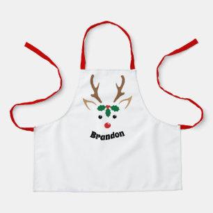 Cute Reindeer Face Personalised Christmas Apron