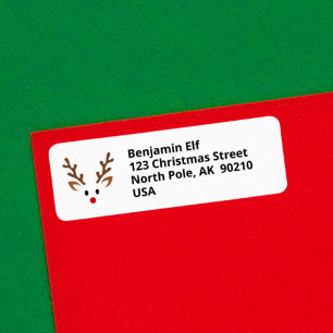 Cute Reindeer Face with Red Nose Name