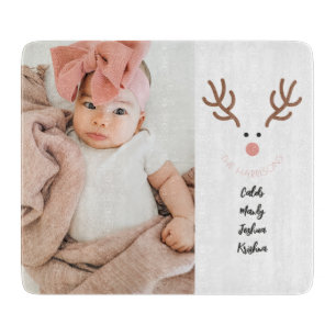Cute Reindeer Family Names Custom Cutting Board
