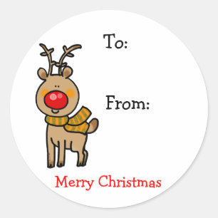 Cute Reindeer Gift Tag Sticker – Christmas  