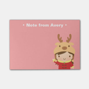 Cute Reindeer Girl Kids Christmas Fillers Post-it Notes