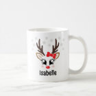 Cute Reindeer Girl Red Bow Custom Name Christmas