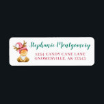 Cute Reindeer Gnome Christmas Return Address<br><div class="desc">Send your holiday greetings this year with this cute reindeer Christmas gnome. Personalise it with your name and return address.</div>
