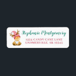 Cute Reindeer Gnome Christmas Return Address<br><div class="desc">Send your holiday greetings this year with this cute reindeer Christmas gnome. Personalise it with your name and return address.</div>