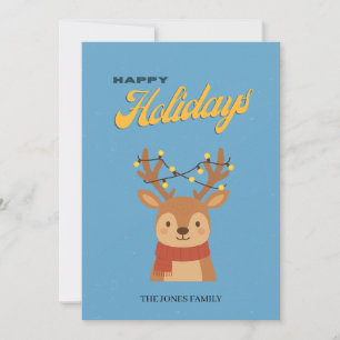 Cute Reindeer Happy Holidays Card   Family Photo