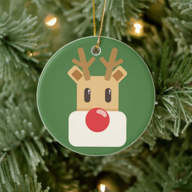 Cute Reindeer Head Cartoon Ceramic Tree Decoration (Tree)