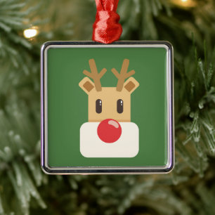 Cute Reindeer Head Cartoon Metal Tree Decoration