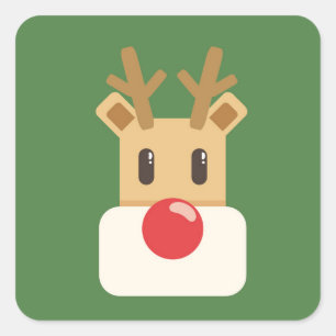 Cute Reindeer Head Cartoon Square Sticker