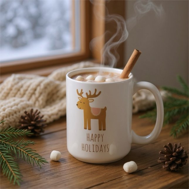 Cute Reindeer Holiday Coffee Mug Christmas Gift (Creator Uploaded)