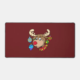 Cute Reindeer Holiday Ornaments Christmas Desk Mat