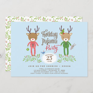 Cute Reindeer Holiday Pajama Party Invitation