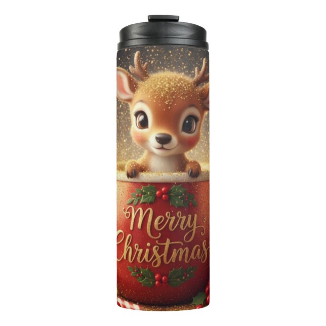 Cute Reindeer in a Merry Christmas Mug (Front)