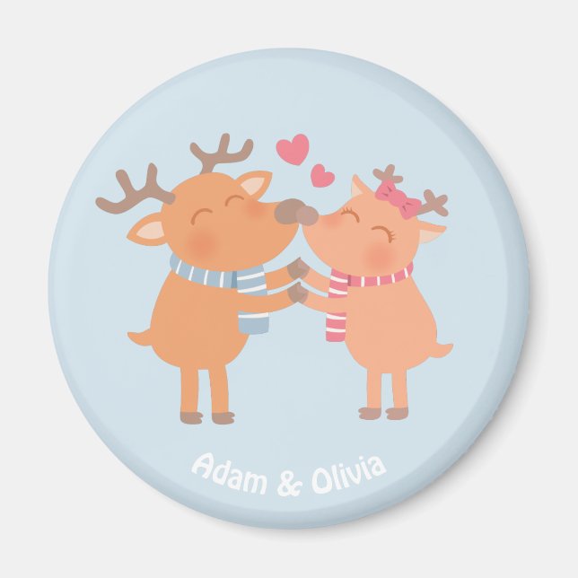 Cute Reindeer in Love Nose Nuzzle Magnet (Front)