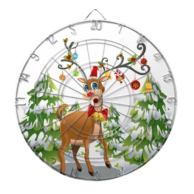 Cute Reindeer in the Snow Dartboard (Front)