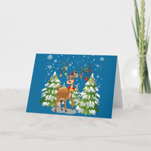 Cute Reindeer in the Snow Holiday Card